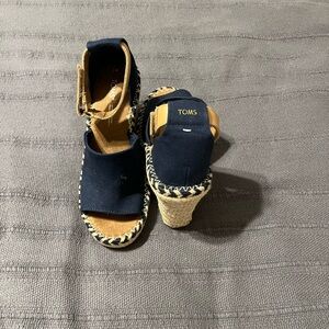 TOMS Navy Wedge Sandals